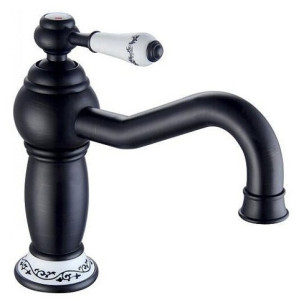 Cruz - Robinet de bassin noir avec décoration