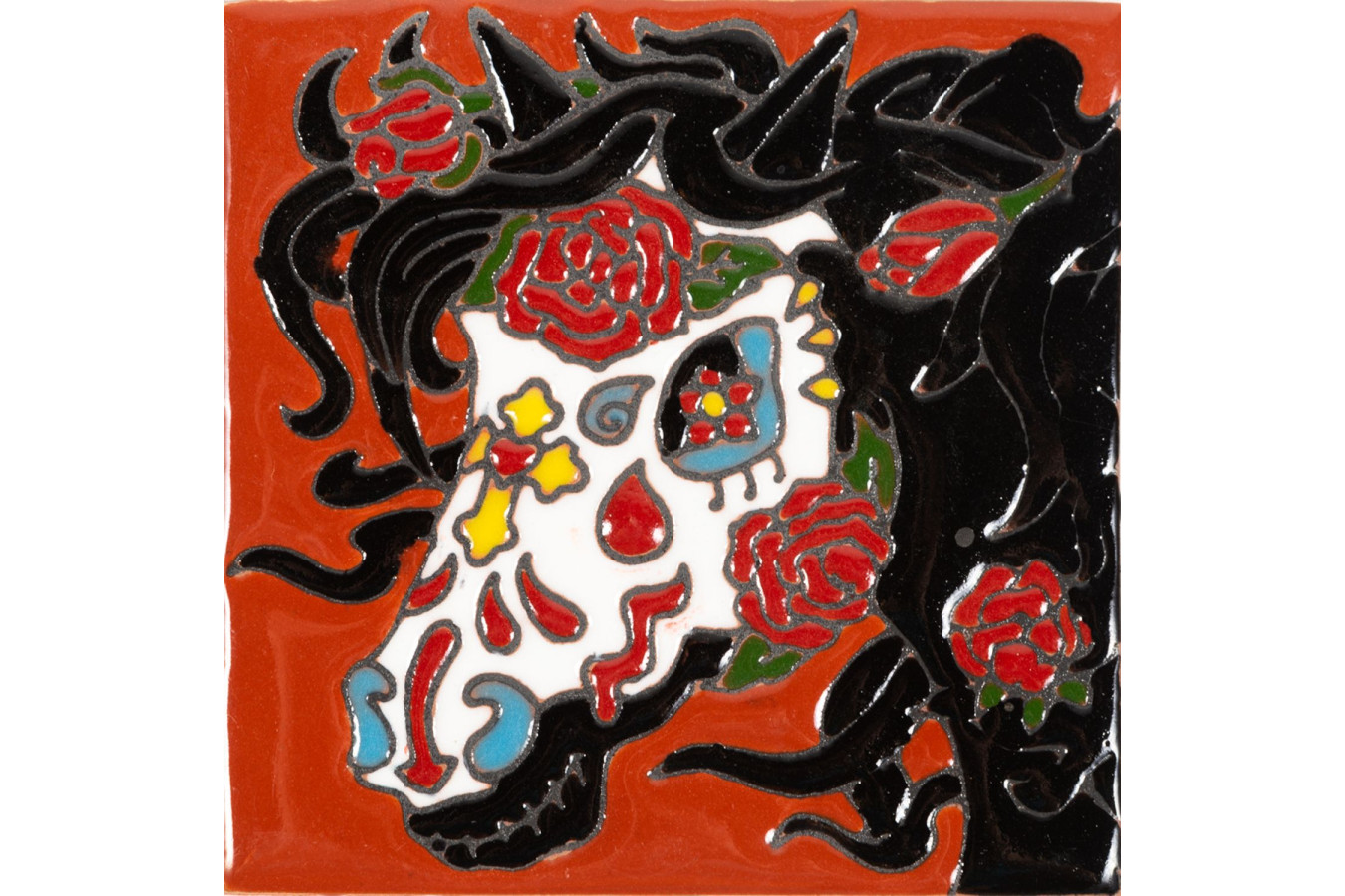 Catrina 20 - ceramiczna płytka Meksykańska Talavera