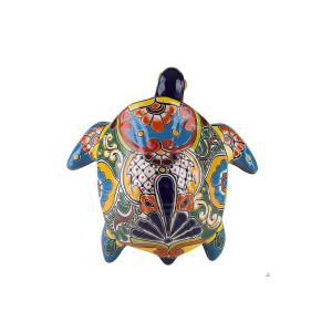 Granatowy ceramiczny żółw z Meksyku