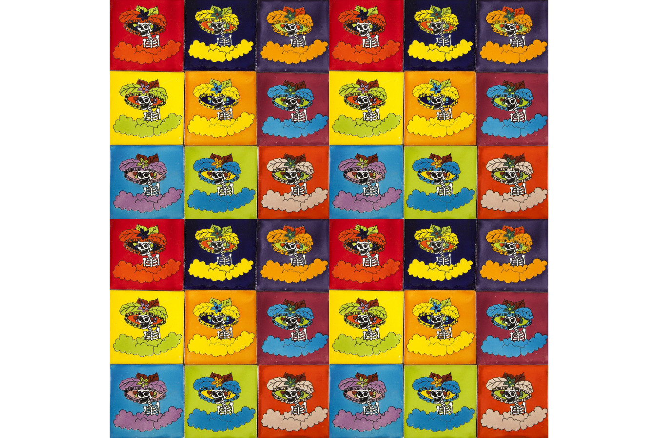 Catrinas - pop art płytki Talavera - 30 sztuk