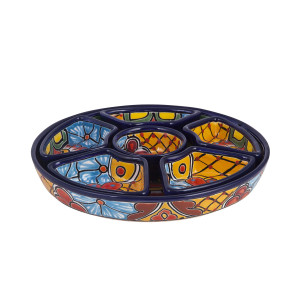 Redondo - ceramiczny półmisek Talavera do przekąsek - 7 części