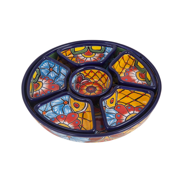 Redondo - ceramiczny półmisek Talavera do przekąsek - 7 części