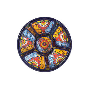 Redondo - ceramiczny półmisek Talavera do przekąsek - 7 części