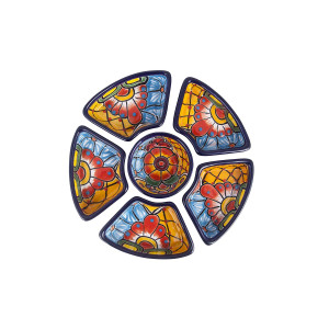 Redondo - ceramiczny półmisek Talavera do przekąsek - 7 części