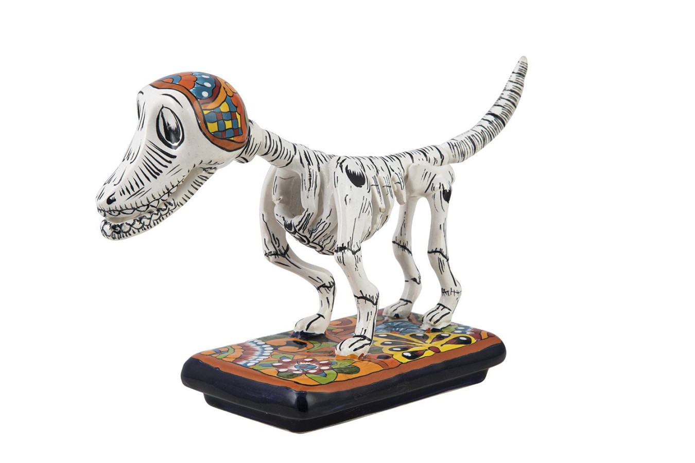 Perro y hueso - oryginalna figurka psa w technice Talavera