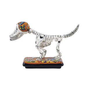 Perro y hueso - oryginalna figurka psa w technice Talavera