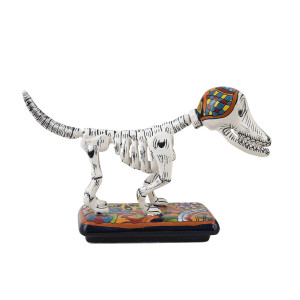 Perro y hueso - oryginalna figurka psa w technice Talavera