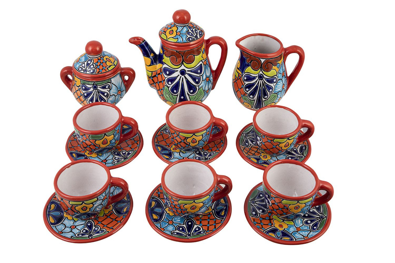 Juego - set da tè - ceramica Talavera - 9 pezzi
