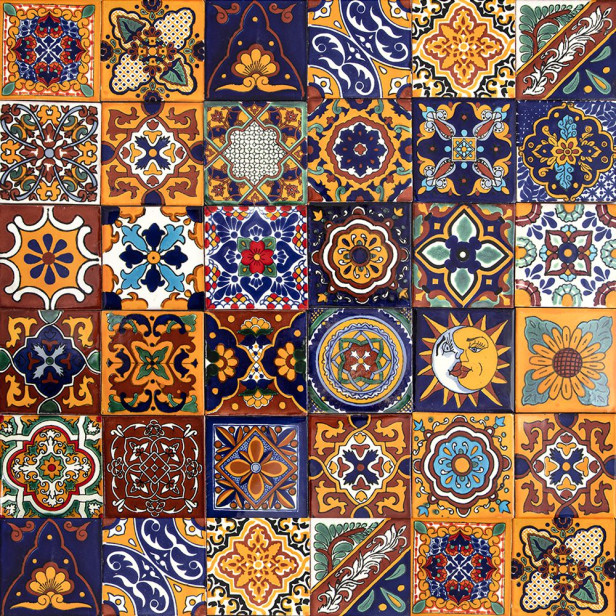 Girasol  - meksykański patchwork z płytek Talavera - 30 sztuk