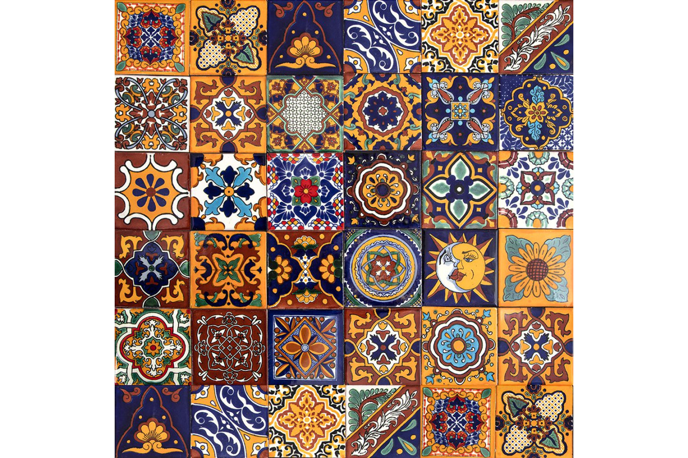 Girasol  - meksykański patchwork z płytek Talavera - 30 sztuk