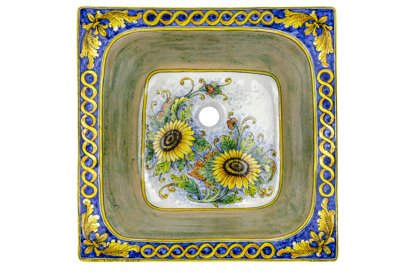 Campo di girasoli - kwadratowa umywalka wpuszczana w blat