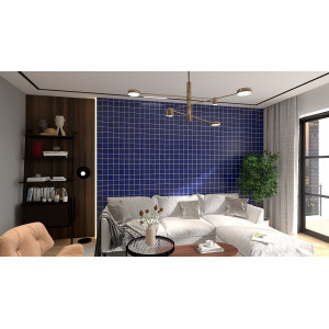 Azul Medio bleu marine - carreaux mexicains monochromes bleu ciel