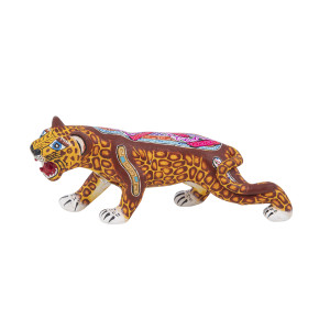 Jaguar real grecas - Jaguar figurka gliniana, rękodzieło Meksyk