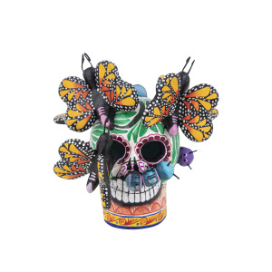 Craneo chi mariposa - mała czaszka, sztuka folkowa Meksyk
