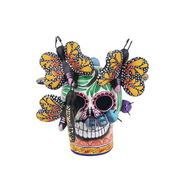 Craneo chi mariposa - mała czaszka, sztuka folkowa Meksyk