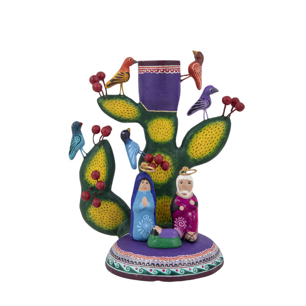Nacimiento nopal - Figurka - świecznik, rękodzieło z gliny