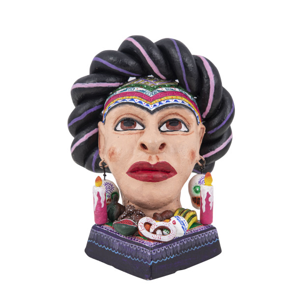 Frida Ofrenda Viva - stojąca figurka Frida głowa, rękodzieło