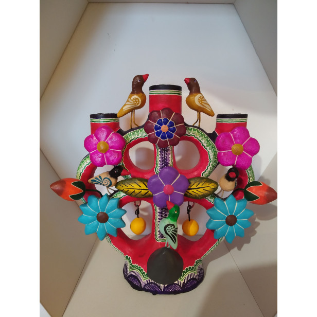 Candelabro Aves - drzewo życia z ptakami - wys. 15 x 14 cm