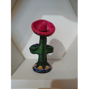 Cactus músico - Figurka kaktus, rękodzieło z gliny