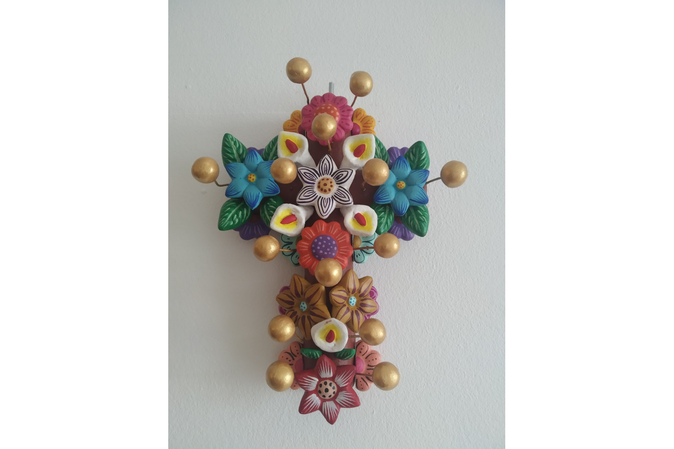 Cruz con Flores - croix du Mexique - hauteur 20 cm