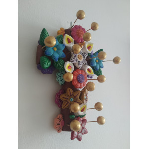 Cruz con Flores - croix du Mexique - hauteur 20 cm