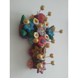 Cruz con Flores - croix du Mexique - hauteur 20 cm