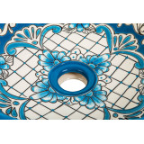 Lorena prima - Vasque ronde bleue en céramique avec motif en relief