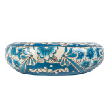 Lorena prima - Vasque ronde bleue en céramique avec motif en relief