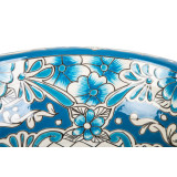 Lorena prima - Vasque ronde bleue en céramique avec motif en relief