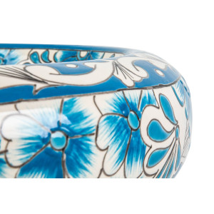 Lorena prima - Vasque ronde bleue en céramique avec motif en relief