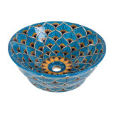 Azura prima - lavabo mexicain turquoise avec motif en relief