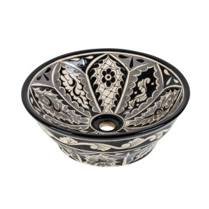 Atalaya prima - lavabo mexicain noir avec motif en relief