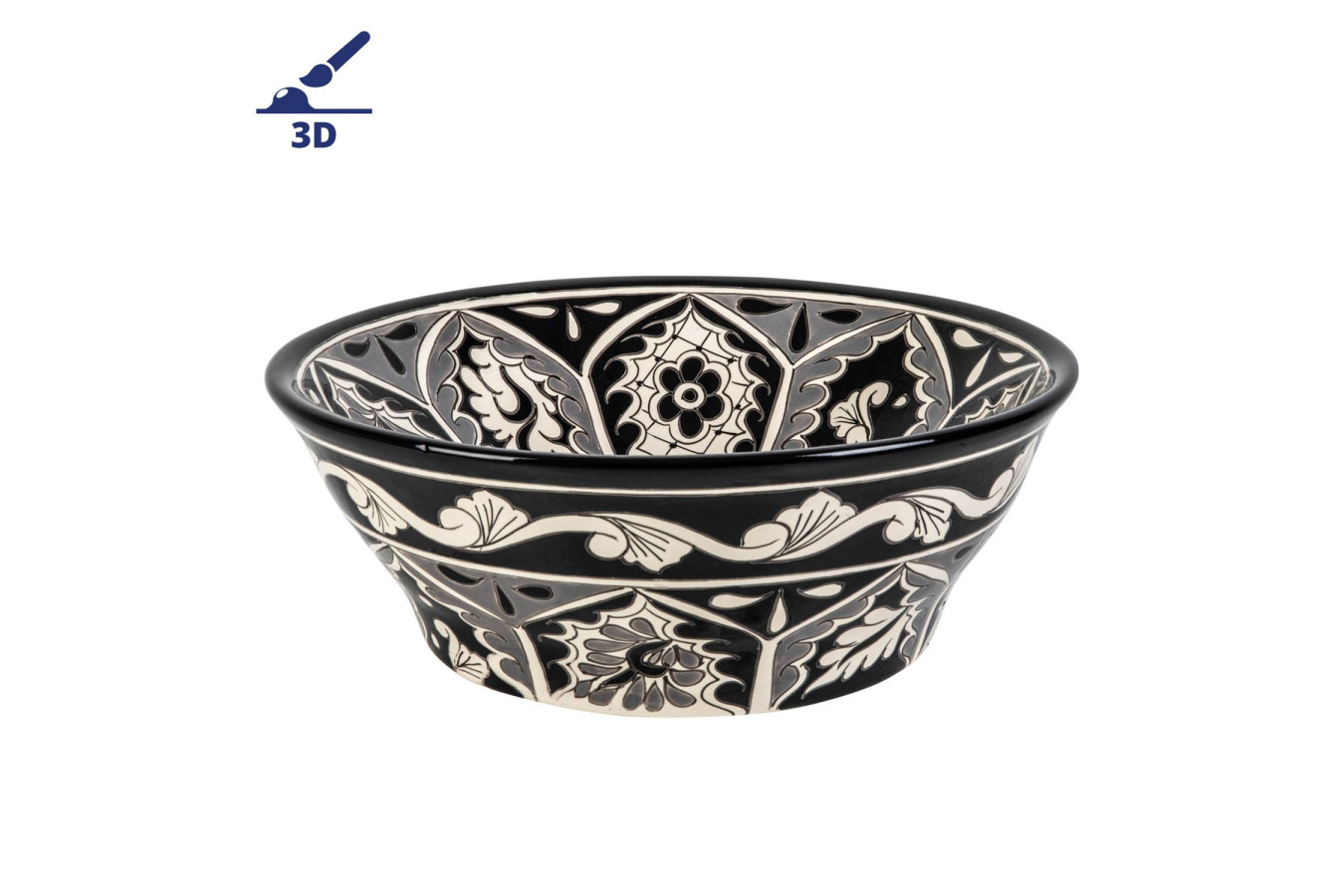Atalaya prima - lavabo mexicain noir avec motif en relief