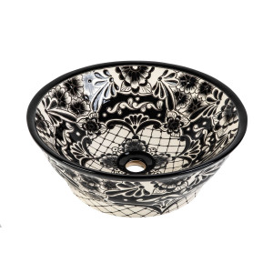 Serena prima - Lavabo mexicain noir avec motif en relief