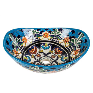 La Reina prima - Talavera lavabo mexicain décoré avec relief