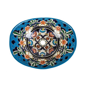 La Reina prima - Talavera lavabo mexicain décoré avec relief