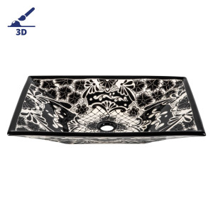 Serena prima - Lavabo mexicain noir décoré en relief