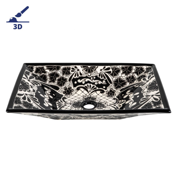 Serena prima - Lavabo mexicain noir décoré en relief