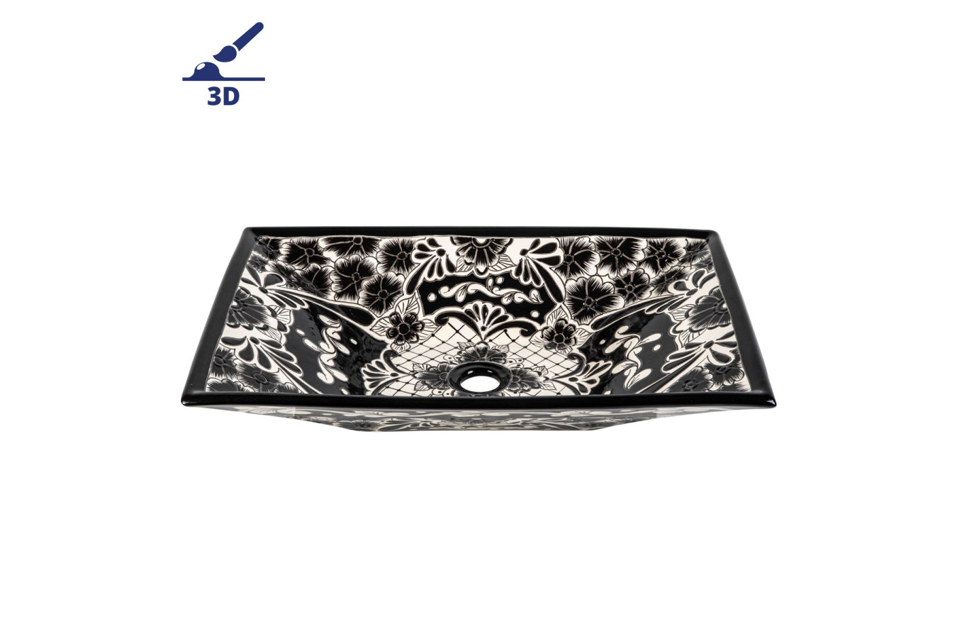 Serena prima - Lavabo mexicain noir décoré en relief