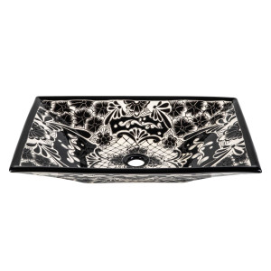 Serena prima - Lavabo mexicain noir décoré en relief