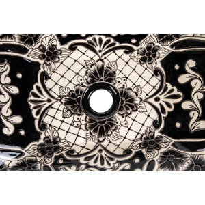 Serena prima - Lavabo mexicain noir décoré en relief