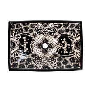 Serena prima - Lavabo mexicain noir décoré en relief