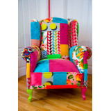 Fauteuils colorés cousus main
