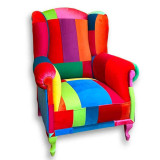 Fauteuils colorés cousus main