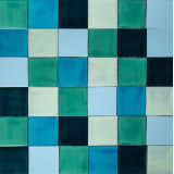 Azuta - Patchwork de carreaux unicolores verts et bleus - 30 pièces