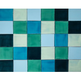 Azuta - Patchwork de carreaux unicolores verts et bleus - 30 pièces