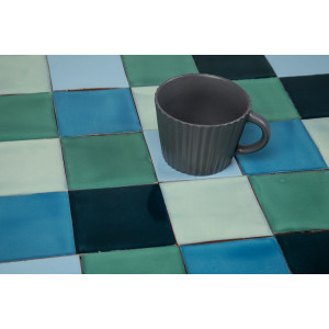 Azuta - Patchwork de carreaux unicolores verts et bleus - 30 pièces