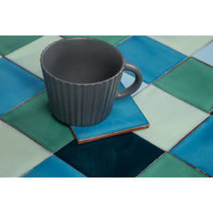 Azuta - Patchwork de carreaux unicolores verts et bleus - 30 pièces