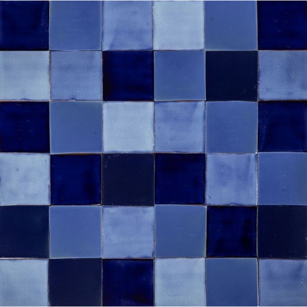 Azula - Patchwork bleu de carreaux unicolores - 30 pièces