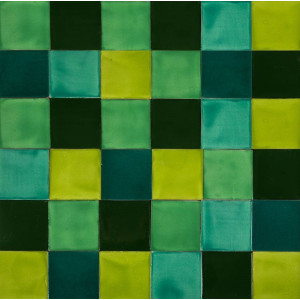 Verta - Patchwork vert de carreaux unicolores - 30 pièces